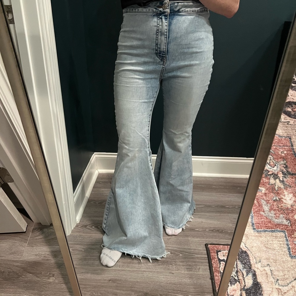 Free People Light Blue Flare Pants